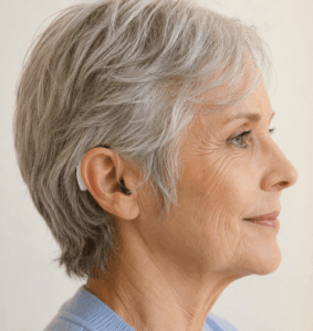 woman wearing jabra enhance select m1